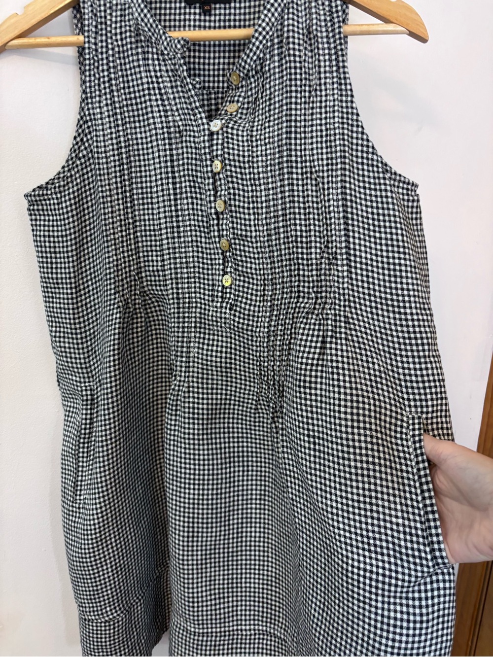 Quince European Linen Black and White Gingham Swing Dress - Picture 7 of 9